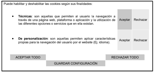 Utilización de cookies propias técnicas y de personalización, o utilización de cookies propias y de terceros técnicas y de personalización